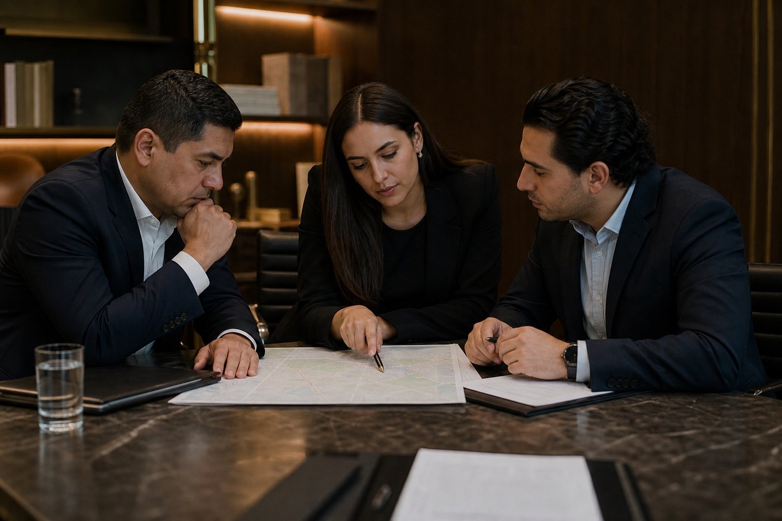 Equipo profesional realizando una revisión privada de ruta